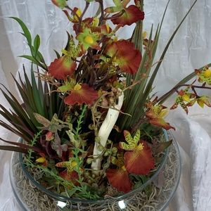 Dancing Orchid Dish Garden Boutique Style Custom Design Silk Flower Arrangement
